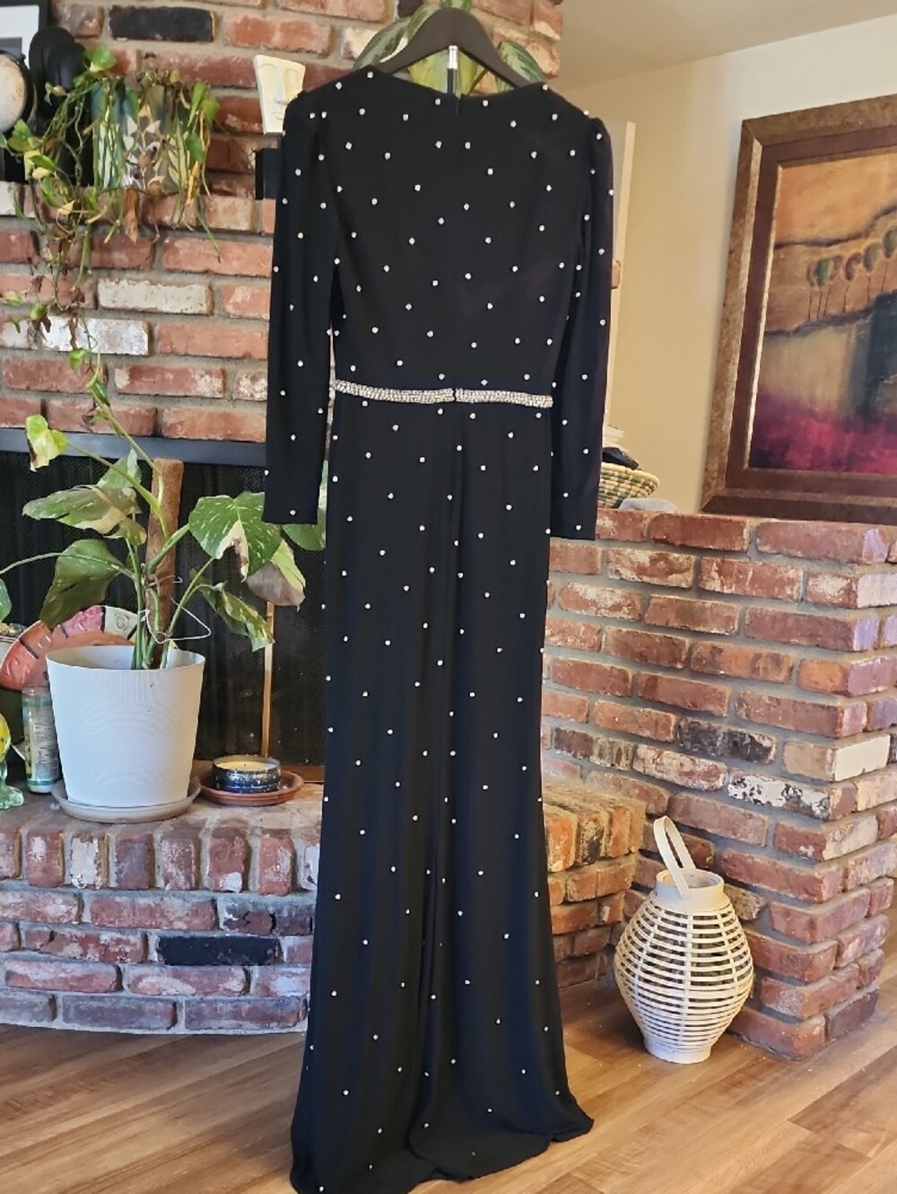 Mac Duggal 55797 Black Rhinestone Long-Sleeve V-Neck Evening Gown - Picture 8 of 10